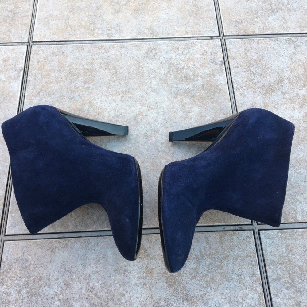 Balenciaga navy suede ankle boots 38 - Picture 5 of 12